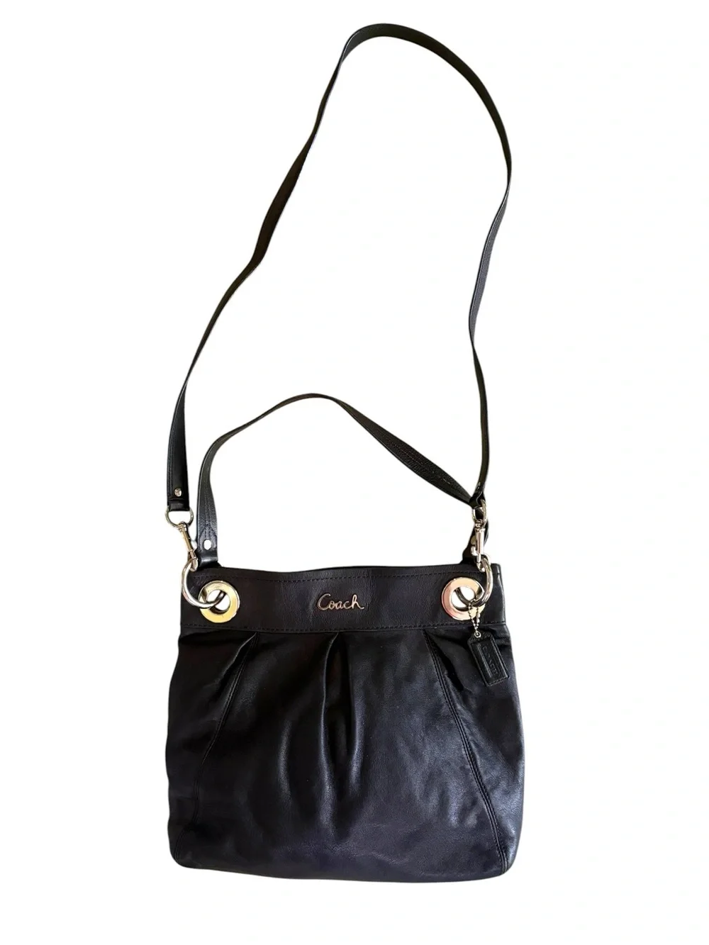 COACH Ashley Hippie Y2K Black Leather Shoulder Bag Crossbody - F17605